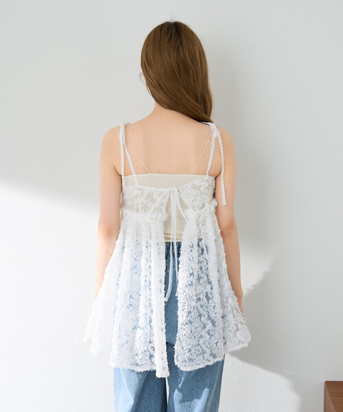 セール】【前後2WAY】ウェーブ刺繍チュールチュニック