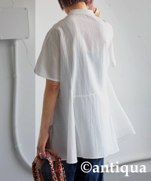 antiqua(アンティカ)の「ペプラムシルエットシャツ(シャツ/ブラウス・レディース・ライム/ホワイト/ブラック・ONESIZE)」の2枚目の写真