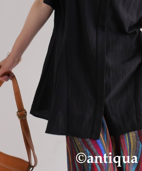 antiqua(アンティカ)の「ペプラムシルエットシャツ(シャツ/ブラウス・レディース・ライム/ホワイト/ブラック・ONESIZE)」の10枚目の写真