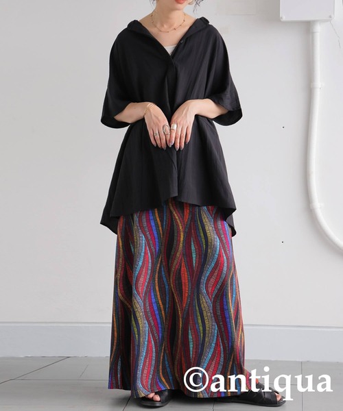 antiqua(アンティカ)の「ペプラムシルエットシャツ(シャツ/ブラウス・レディース・ライム/ホワイト/ブラック・ONESIZE)」の11枚目の写真