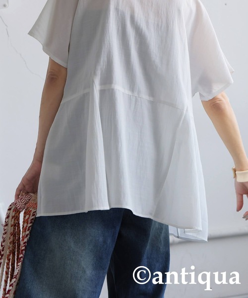 antiqua(アンティカ)の「ペプラムシルエットシャツ(シャツ/ブラウス・レディース・ライム/ホワイト/ブラック・ONESIZE)」の5枚目の写真