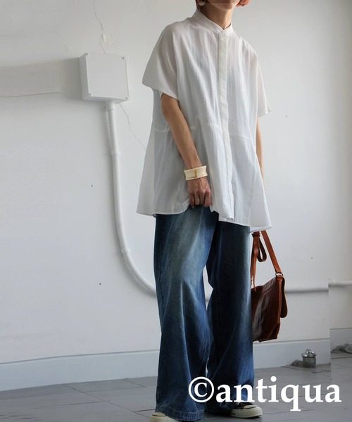 antiqua(アンティカ)の「ペプラムシルエットシャツ(シャツ/ブラウス・レディース・ライム/ホワイト/ブラック・ONESIZE)」の6枚目の写真