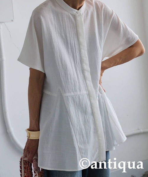 antiqua(アンティカ)の「ペプラムシルエットシャツ(シャツ/ブラウス・レディース・ライム/ホワイト/ブラック・ONESIZE)」の7枚目の写真