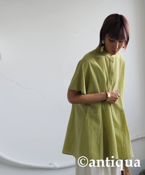 antiqua(アンティカ)の「ペプラムシルエットシャツ(シャツ/ブラウス・レディース・ライム/ホワイト/ブラック・ONESIZE)」の14枚目の写真