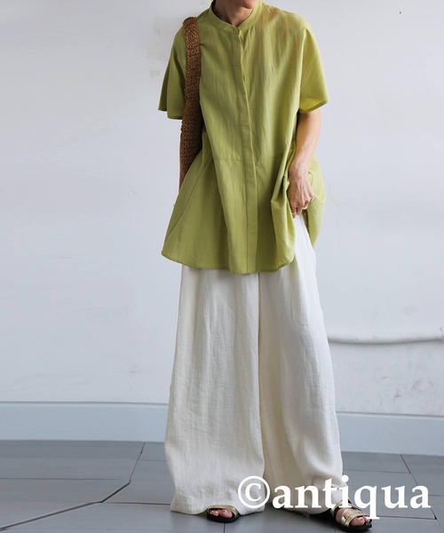 antiqua(アンティカ)の「ペプラムシルエットシャツ(シャツ/ブラウス・レディース・ライム/ホワイト/ブラック・ONESIZE)」の15枚目の写真