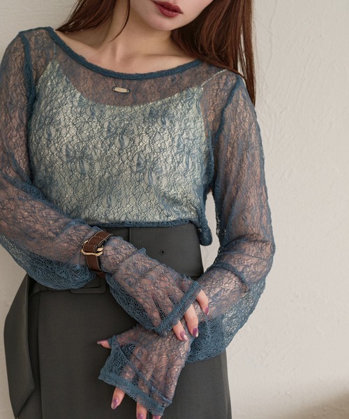 セール】long sleeve sheer inner / ロングスリーブシアー