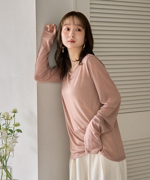 tシャツ long sleeve sheer inner / ロングスリーブシアーインナー レディース mideal tシャツ long sleeve sheer inner / ロングスリーブ