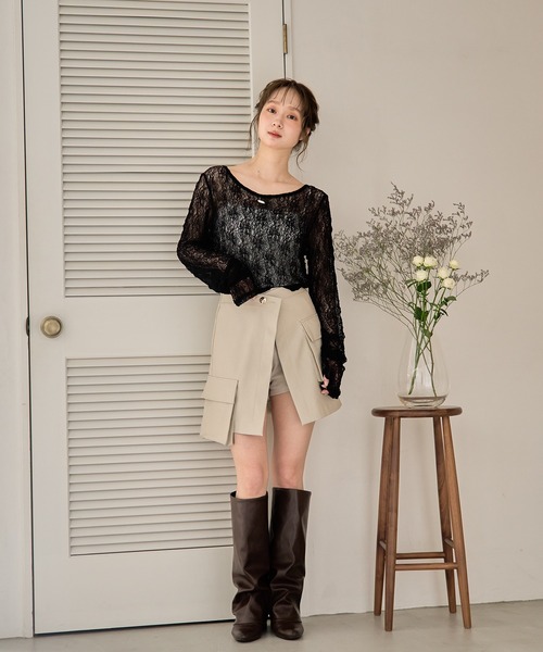 tシャツ long sleeve sheer inner / ロングスリーブシアーインナー レディース mideal tシャツ long sleeve sheer inner / ロングスリーブ