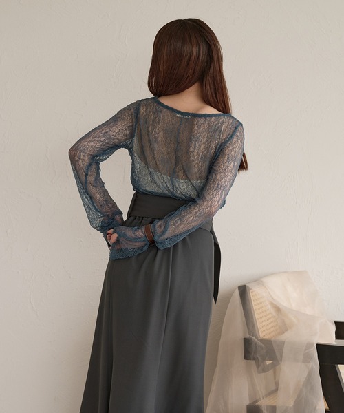 mideal(マイディール)の「long sleeve sheer inner / ロングスリーブシアーインナー(Tシャツ/カットソー・レディース・ミント/ピンク/アイボリー/ブラック/ブラウン/ブルー・FREE)」の13枚目の写真