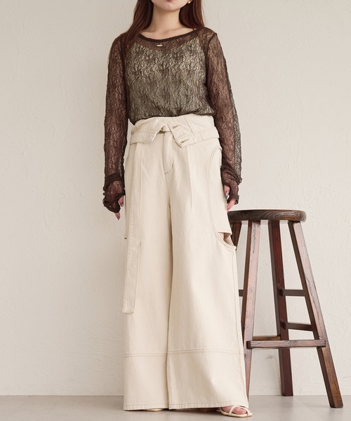 mideal(マイディール)の「long sleeve sheer inner / ロングスリーブシアーインナー(Tシャツ/カットソー・レディース・ミント/ピンク/アイボリー/ブラック/ブラウン/ブルー・FREE)」の19枚目の写真