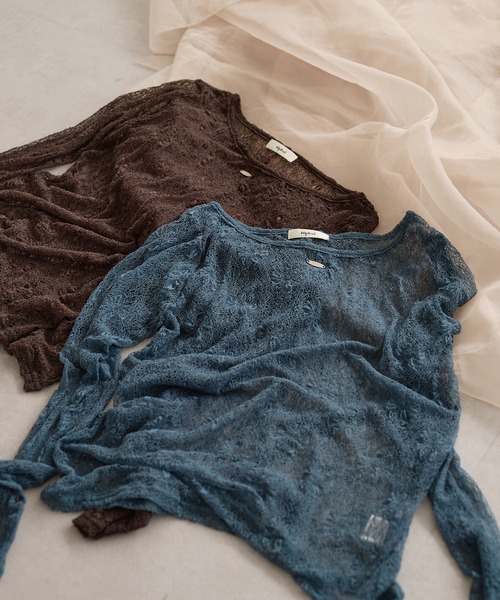 mideal(マイディール)の「long sleeve sheer inner / ロングスリーブシアーインナー(Tシャツ/カットソー・レディース・ミント/ピンク/アイボリー/ブラック/ブラウン/ブルー・FREE)」の22枚目の写真