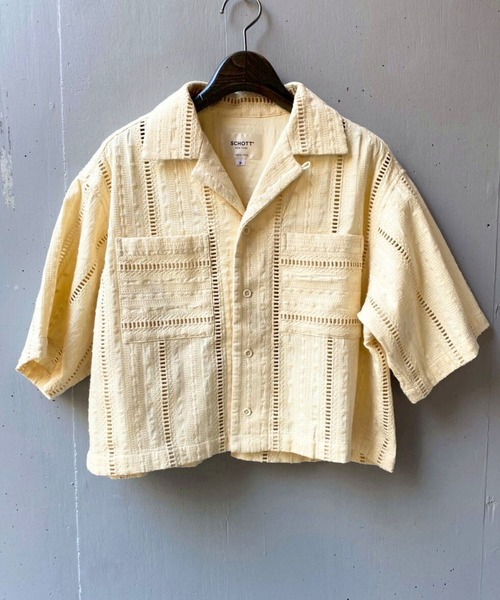 Schott（ショット）の「Schott×RUMBLE RED（ショット×ランブルレッド）オリジナル刺繍半袖開襟シャツ（シャツ/ブラウス・レディース・アイボリー/ブラック・F）」の12枚目の写真