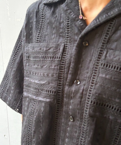 Schott（ショット）の「Schott×RUMBLE RED（ショット×ランブルレッド）オリジナル刺繍半袖開襟シャツ（シャツ/ブラウス・レディース・アイボリー/ブラック・F）」の15枚目の写真