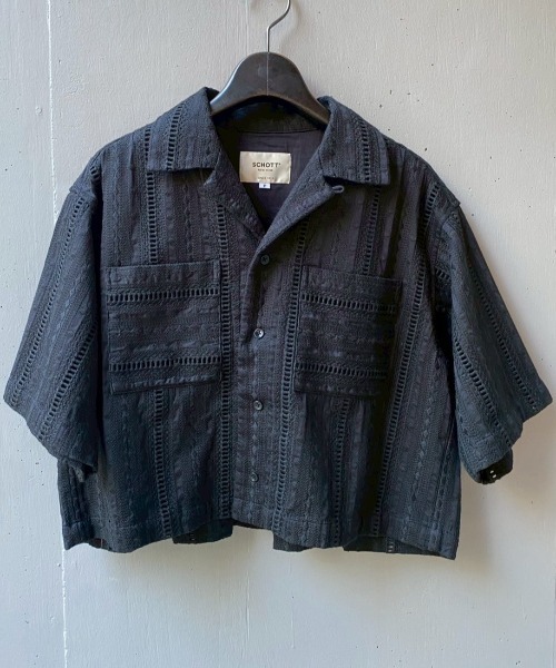 Schott（ショット）の「Schott×RUMBLE RED（ショット×ランブルレッド）オリジナル刺繍半袖開襟シャツ（シャツ/ブラウス・レディース・アイボリー/ブラック・F）」の11枚目の写真