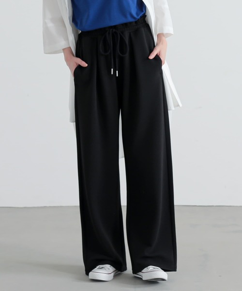 n'OrLABEL(ノアールレーベル)の「【機能素材】『カットソーイージーワイドパンツ』(その他パンツ・レディース・コーラル/グレイッシュベージュ/ブラック・2/1)」の1枚目の写真