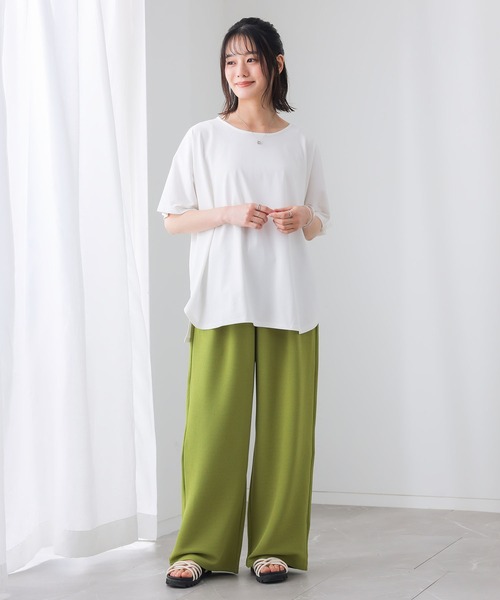 n'OrLABEL(ノアールレーベル)の「【機能素材】『カットソーイージーワイドパンツ』(その他パンツ・レディース・コーラル/グレイッシュベージュ/ブラック・2/1)」の14枚目の写真