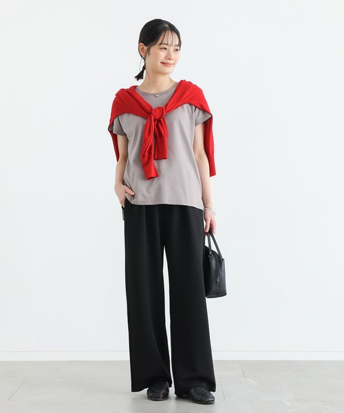 n'OrLABEL(ノアールレーベル)の「【機能素材】『カットソーイージーワイドパンツ』(その他パンツ・レディース・コーラル/グレイッシュベージュ/ブラック・2/1)」の7枚目の写真