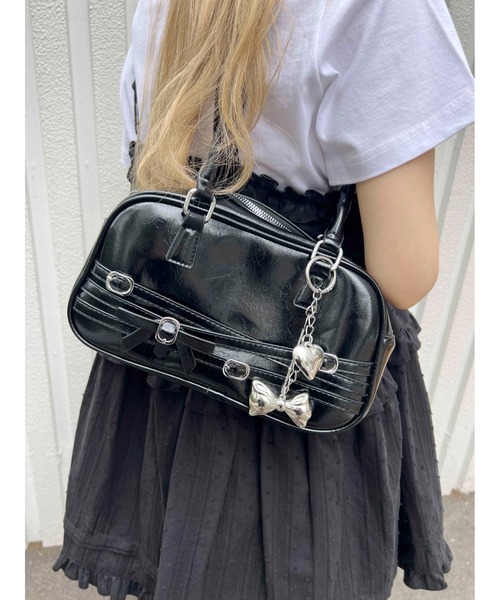 PHILLY（フィリー）の「【チャームセット★】ベルトデザインバッグ（ショルダーバッグ・レディース・ホワイト/ブラック・FREE）」の9枚目の写真