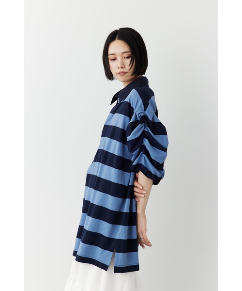 Limue(リミュ)の「カノコラガービッグポロ(ポロシャツ・レディース・ブラック/オフホワイト/サックスブルー系・FREE)」の4枚目の写真