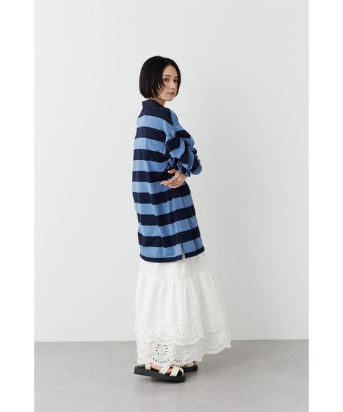 Limue(リミュ)の「カノコラガービッグポロ(ポロシャツ・レディース・ブラック/オフホワイト/サックスブルー系・FREE)」の9枚目の写真