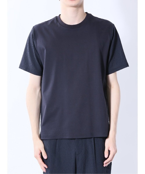 m.f.editorial(エムエフエディトリアル)の「【ストレッチ】m.f.エディトリアル メンズ circle motion Air クルー 半袖 Tシャツ(セットアップ可能)(Tシャツ/カットソー・メンズ・ネイビー/ブラック・MEDIUM/X-LARGE/LARGE)」の4枚目の写真