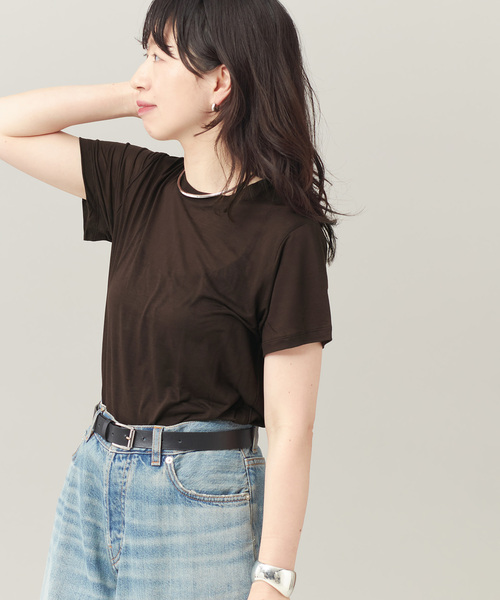 BASERANGE（ベースレンジ）の「【BASERANGE/ベースレンジ】TEE SHIRT：Tシャツ（Tシャツ/カットソー・レディース・アイボリー/ブラウン系その他/ブラウン/ピンク・SMALL）」の3枚目の写真