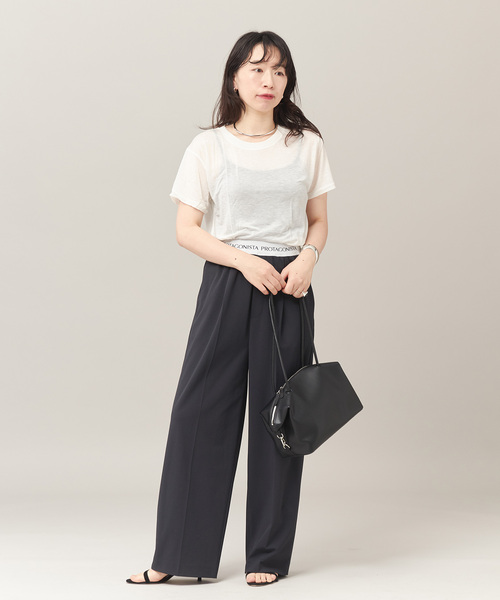 BASERANGE（ベースレンジ）の「【BASERANGE/ベースレンジ】TEE SHIRT：Tシャツ（Tシャツ/カットソー・レディース・アイボリー/ブラウン系その他/ブラウン/ピンク・SMALL）」の5枚目の写真