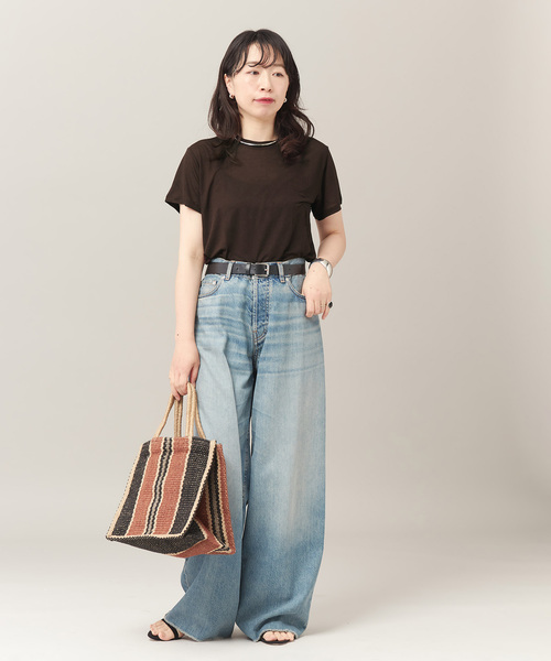 BASERANGE（ベースレンジ）の「【BASERANGE/ベースレンジ】TEE SHIRT：Tシャツ（Tシャツ/カットソー・レディース・アイボリー/ブラウン系その他/ブラウン/ピンク・SMALL）」の7枚目の写真