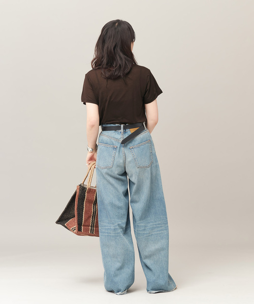 BASERANGE（ベースレンジ）の「【BASERANGE/ベースレンジ】TEE SHIRT：Tシャツ（Tシャツ/カットソー・レディース・アイボリー/ブラウン系その他/ブラウン/ピンク・SMALL）」の8枚目の写真