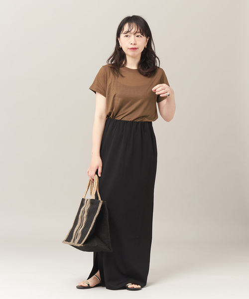 BASERANGE（ベースレンジ）の「【BASERANGE/ベースレンジ】TEE SHIRT：Tシャツ（Tシャツ/カットソー・レディース・アイボリー/ブラウン系その他/ブラウン/ピンク・SMALL）」の9枚目の写真