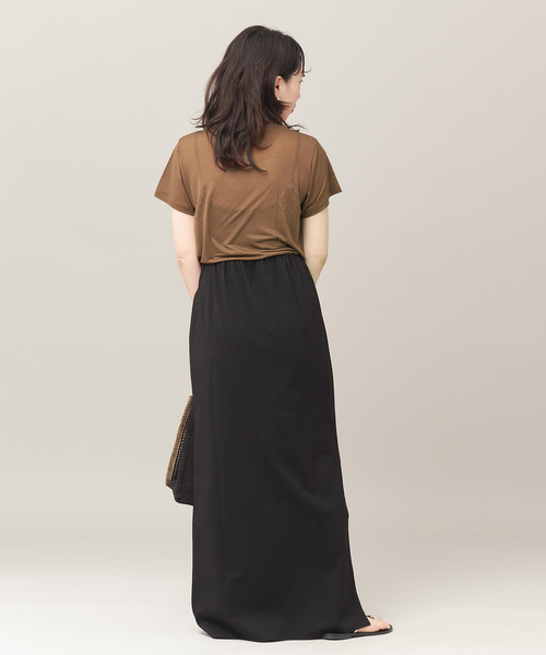 BASERANGE（ベースレンジ）の「【BASERANGE/ベースレンジ】TEE SHIRT：Tシャツ（Tシャツ/カットソー・レディース・アイボリー/ブラウン系その他/ブラウン/ピンク・SMALL）」の10枚目の写真