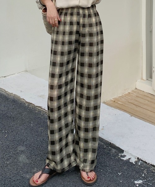 Per sist ence(パーシエンス)の「ストレートチェックリラックスパンツ(その他パンツ・レディース・オレンジ/グレー/ブラック/ライトグリーン/グリーン/ブルー・ONE SIZE)」の3枚目の写真