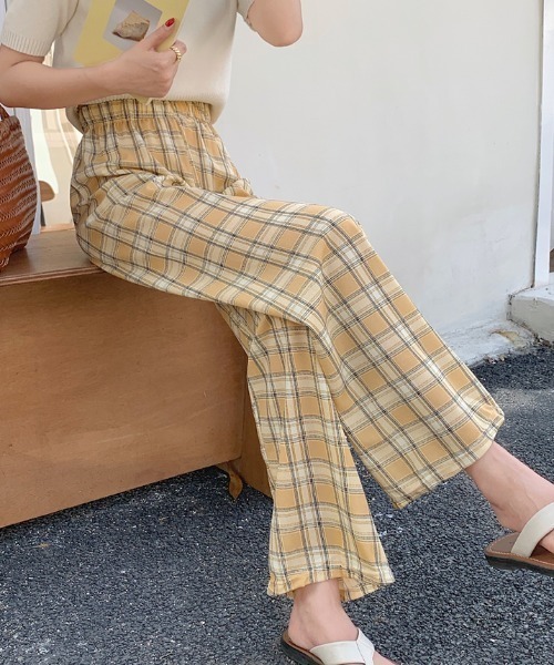 Per sist ence(パーシエンス)の「ストレートチェックリラックスパンツ(その他パンツ・レディース・オレンジ/グレー/ブラック/ライトグリーン/グリーン/ブルー・ONE SIZE)」の6枚目の写真