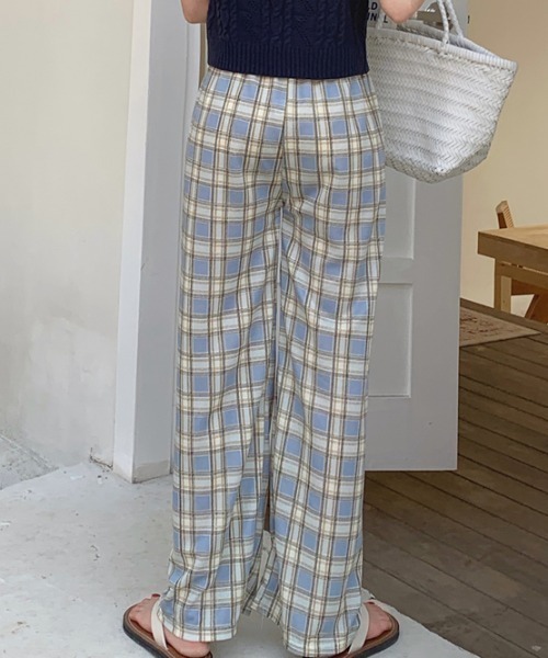 Per sist ence(パーシエンス)の「ストレートチェックリラックスパンツ(その他パンツ・レディース・オレンジ/グレー/ブラック/ライトグリーン/グリーン/ブルー・ONE SIZE)」の5枚目の写真