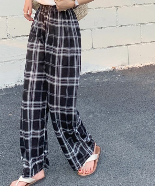 Per sist ence(パーシエンス)の「ストレートチェックリラックスパンツ(その他パンツ・レディース・オレンジ/グレー/ブラック/ライトグリーン/グリーン/ブルー・ONE SIZE)」の9枚目の写真