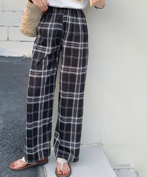 Per sist ence(パーシエンス)の「ストレートチェックリラックスパンツ(その他パンツ・レディース・オレンジ/グレー/ブラック/ライトグリーン/グリーン/ブルー・ONE SIZE)」の7枚目の写真