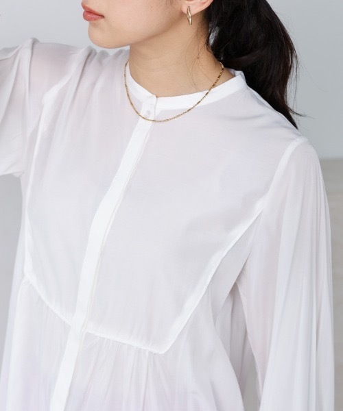 Bou Jeloud（ブージュルード）の「レーヨンバンドカラーチュニック（チュニック・レディース・ネイビー/オフホワイト・MEDIUM）」の15枚目の写真