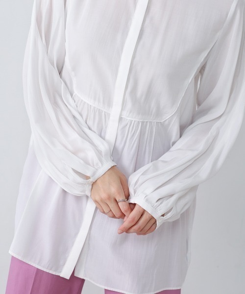 Bou Jeloud（ブージュルード）の「レーヨンバンドカラーチュニック（チュニック・レディース・ネイビー/オフホワイト・MEDIUM）」の16枚目の写真