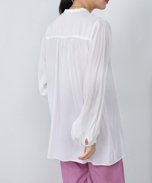 Bou Jeloud（ブージュルード）の「レーヨンバンドカラーチュニック（チュニック・レディース・ネイビー/オフホワイト・MEDIUM）」の17枚目の写真