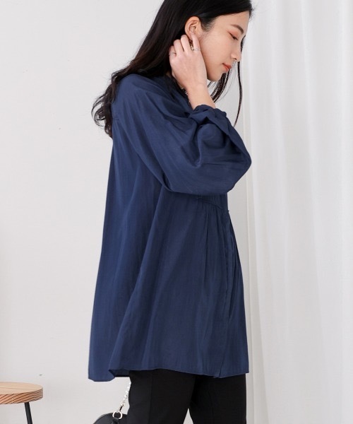 Bou Jeloud（ブージュルード）の「レーヨンバンドカラーチュニック（チュニック・レディース・ネイビー/オフホワイト・MEDIUM）」の5枚目の写真