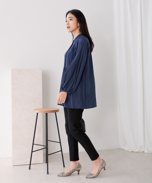 Bou Jeloud（ブージュルード）の「レーヨンバンドカラーチュニック（チュニック・レディース・ネイビー/オフホワイト・MEDIUM）」の7枚目の写真