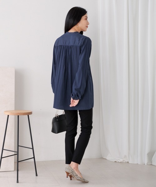 Bou Jeloud（ブージュルード）の「レーヨンバンドカラーチュニック（チュニック・レディース・ネイビー/オフホワイト・MEDIUM）」の9枚目の写真