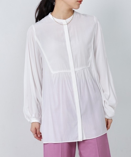 Bou Jeloud（ブージュルード）の「レーヨンバンドカラーチュニック（チュニック・レディース・ネイビー/オフホワイト・MEDIUM）」の11枚目の写真