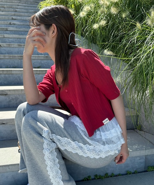 RAY CASSIN（レイカズン）の「5分袖パターンメッシュフリルキャミセット（Tシャツ/カットソー・レディース・ライトグレー/レッド/ブルー系その他2・FREE）」の20枚目の写真