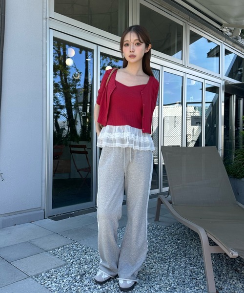 RAY CASSIN（レイカズン）の「5分袖パターンメッシュフリルキャミセット（Tシャツ/カットソー・レディース・ライトグレー/レッド/ブルー系その他2・FREE）」の22枚目の写真