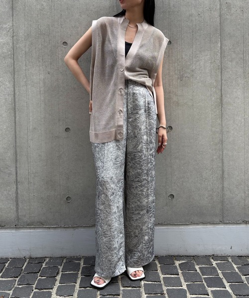 &g'aime（アンジェム）の「【＆g'aime】ラメメッシュ編みカーディガン　Lurex Mesh Knit Cardigan（ベスト・レディース・ブラック/グレイッシュベージュ・FREE）」の20枚目の写真