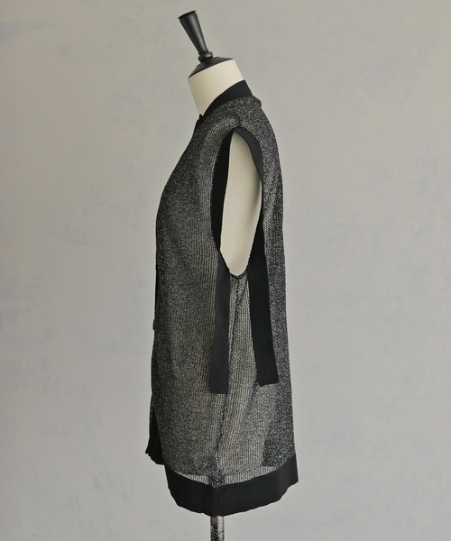 ベスト ジレ 「＆g'aime」ラメメッシュ編みカーディガン　Lurex Mesh Knit Cardigan レディース &g'aime ベスト ジレ 「＆g'aime」ラメメッシュ編みカーディガン