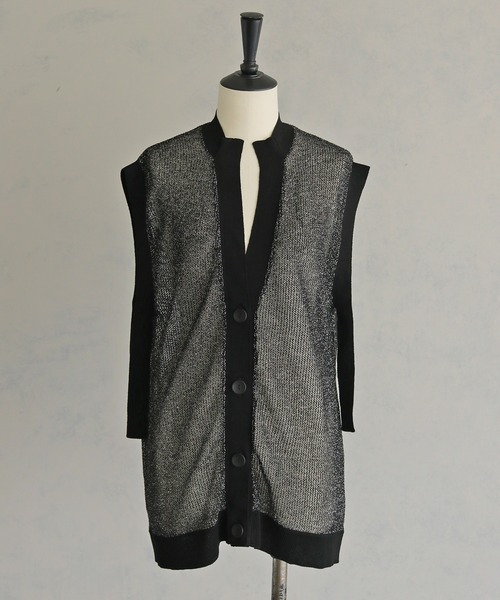 ＆g'aime】ラメメッシュ編みカーディガン Lurex Mesh Knit