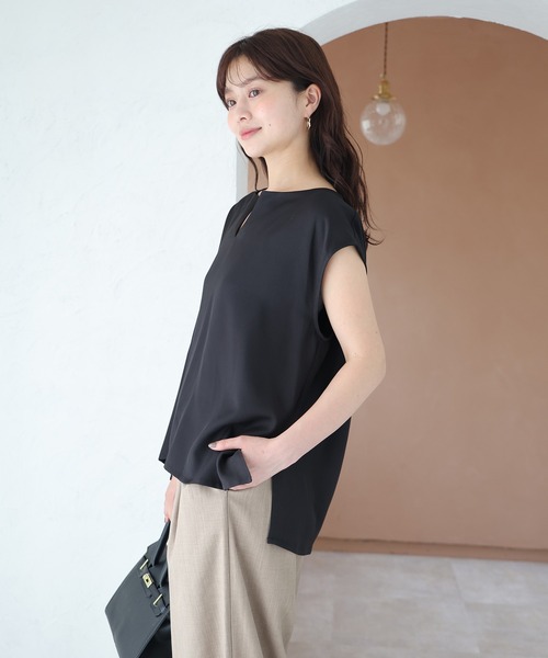 fifth(フィフス)の「【SETUP対応】キーネックフレンチスリーブブラウス(シャツ/ブラウス・レディース・ブルー/ブラック/ベージュ・M)」の19枚目の写真