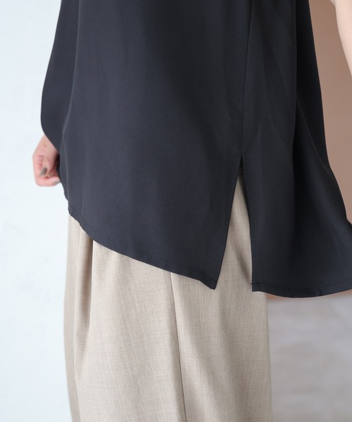 5/5まで販売【新品未使用】cccmalie フレンチスリーブブラウス ブラック セットアップ対応／前後2WAY】籠目柄オパールプリント フレンチ